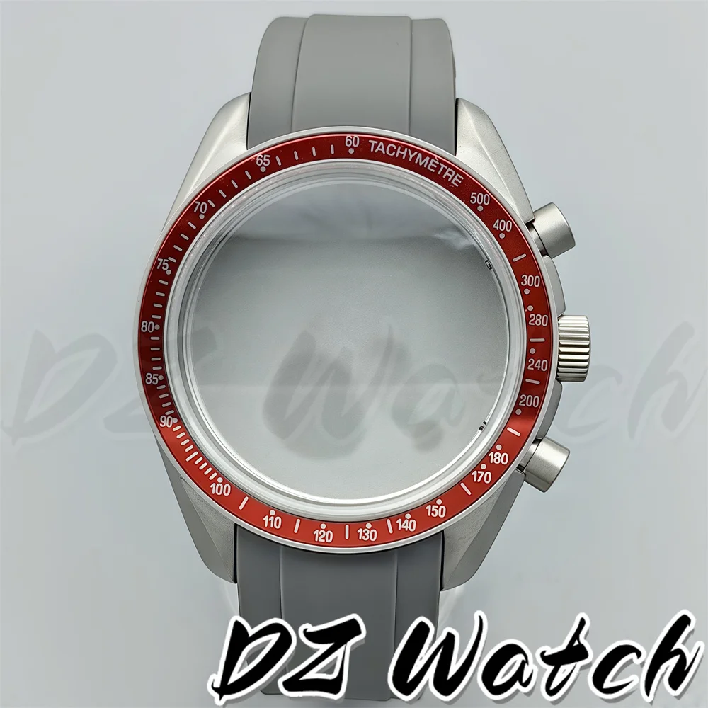 DZ New 40mm VK63 Coated Titanium Watch Case Blue Green Black Silver Insert With Glass For VK63 Quartz Chronograph Movement
