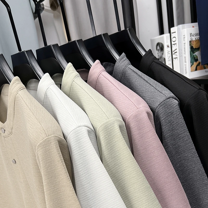 2026 New Men's Single Button Henley Neck Tee Comfortable Textured Fabric Short Sleeve For Casual And Business