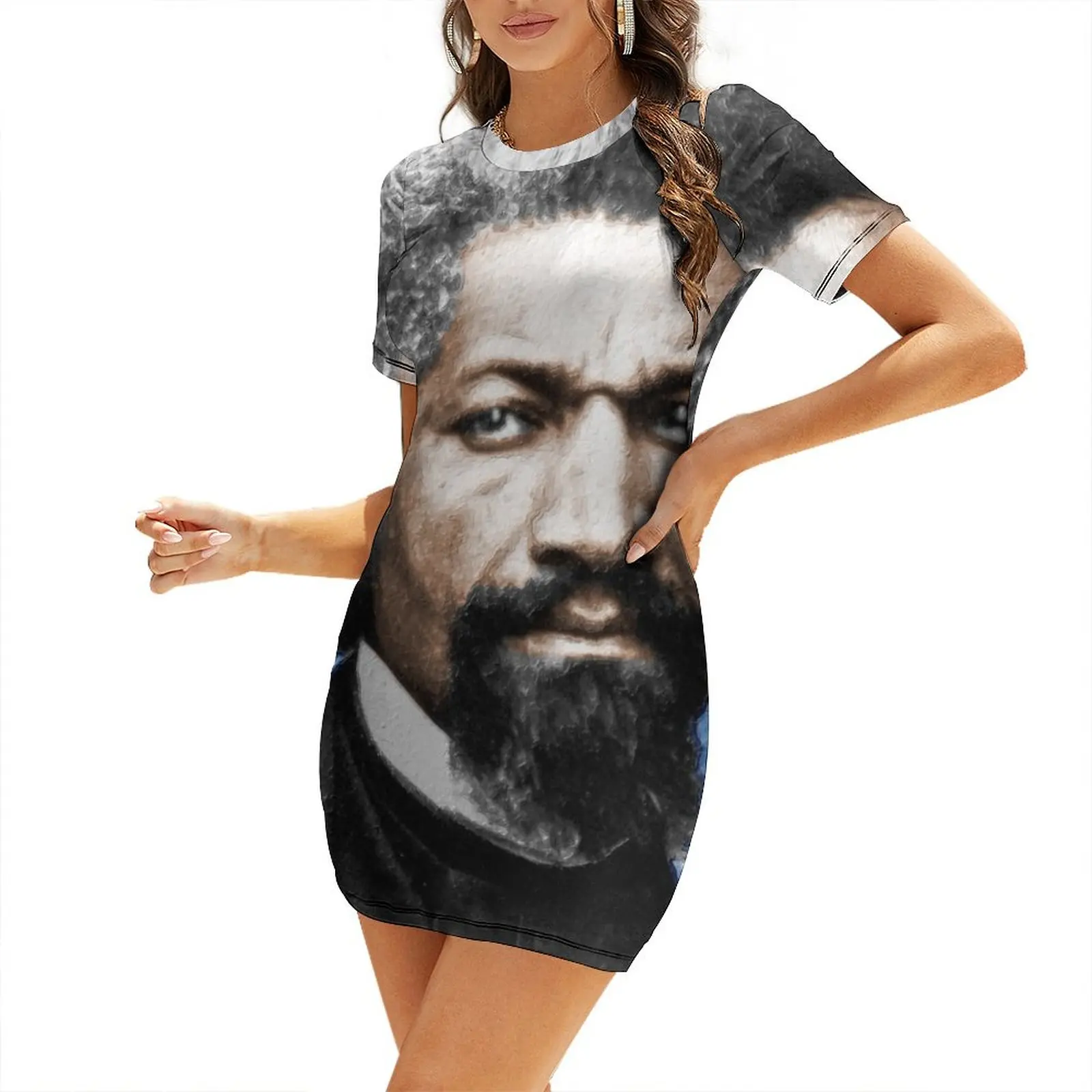 

Frederick Douglass Painting In Color Black Lives Matter Short Sleeved Dress Evening gown womens dress