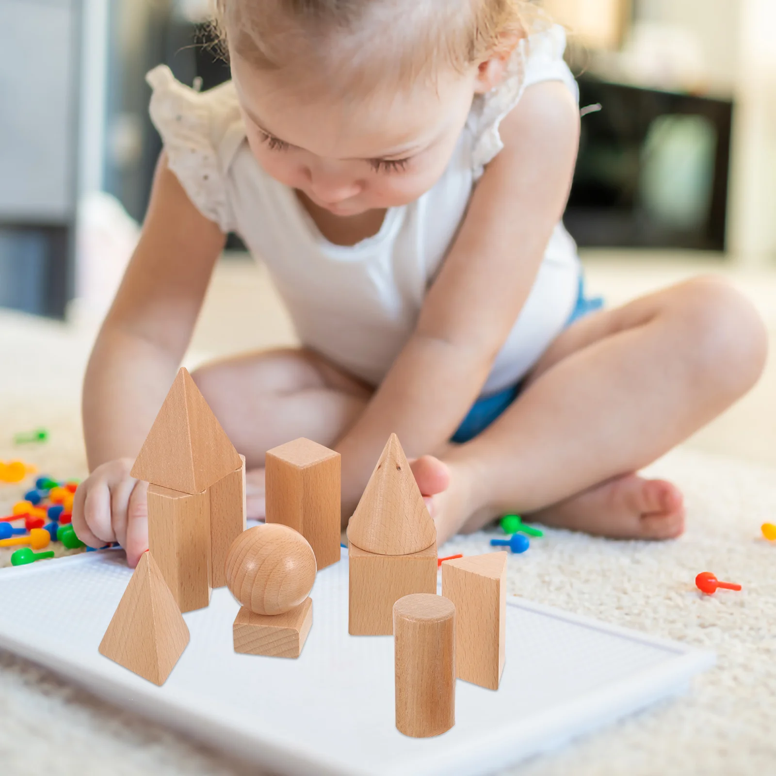 Geometrische Modellbausteine Interessantes Lernspielzeug Schöne Haushaltskinder Holz Passende Holzform Vorschule