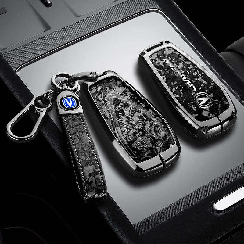 Funda de cuero de aleación de Zinc para llave de coche Changan UNIK CS35 Plus CS55 PLUS CS75 PLUS Eado UNI-T Oushang X5 X7 EV, funda para llave de coche
