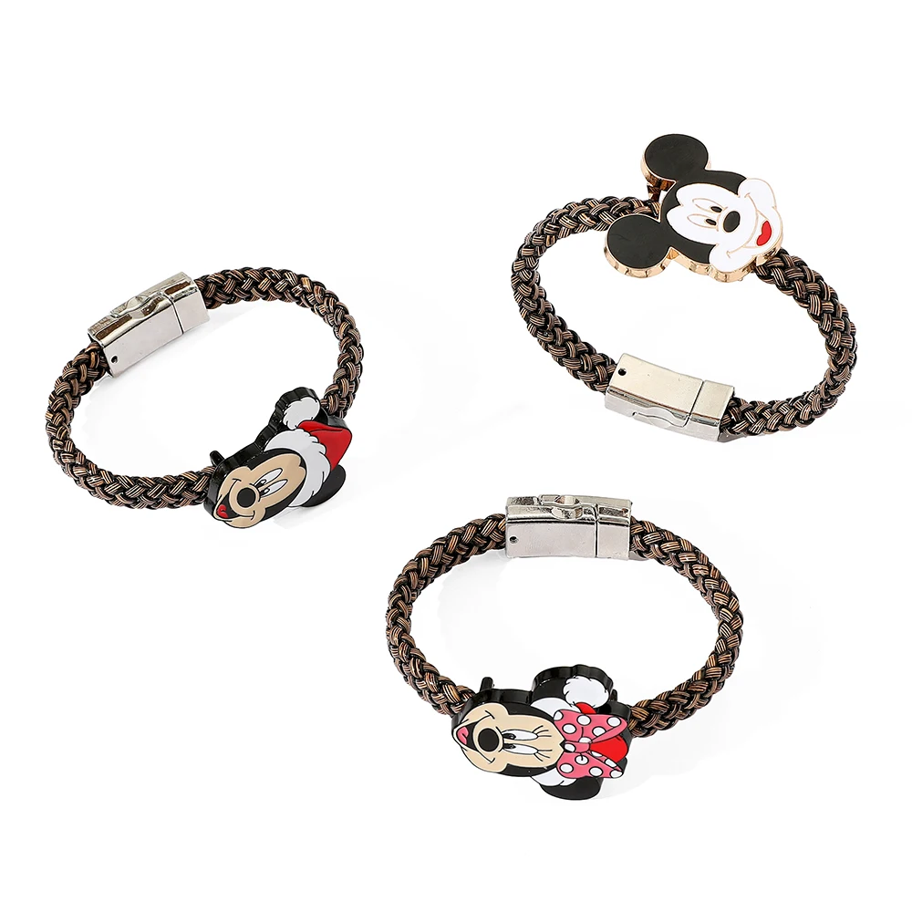 Disney Anime Cartoon Mickey Mouse Bracelet Sweet Cute Minnie Mickey Mouse Bangle For Friends Birthday Jewelry Gifts