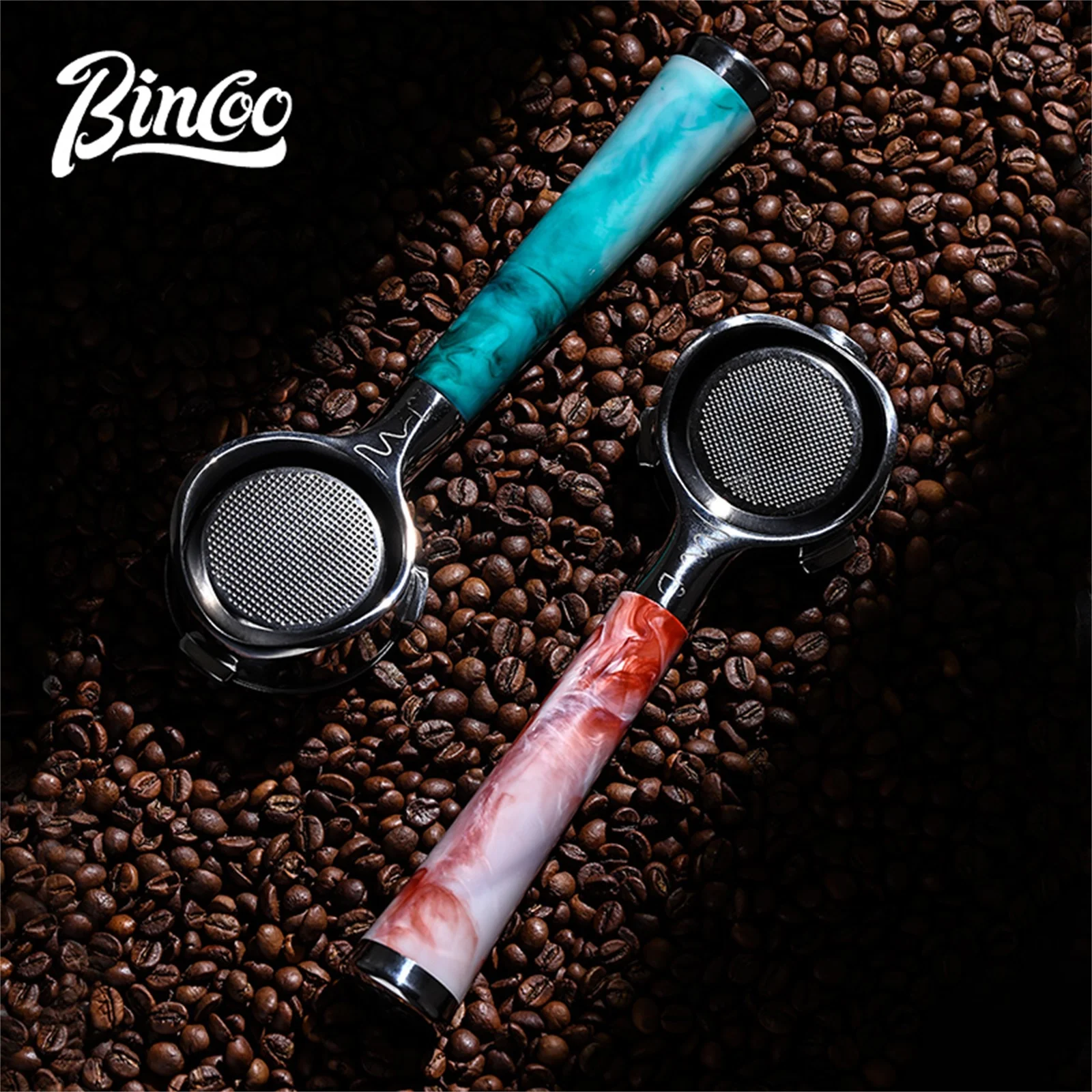 Bincoo Professional 58mm Bottomless Portafilter - 2/3-Ear Universal Open Handle for Espresso Extraction (Stainless Steel)