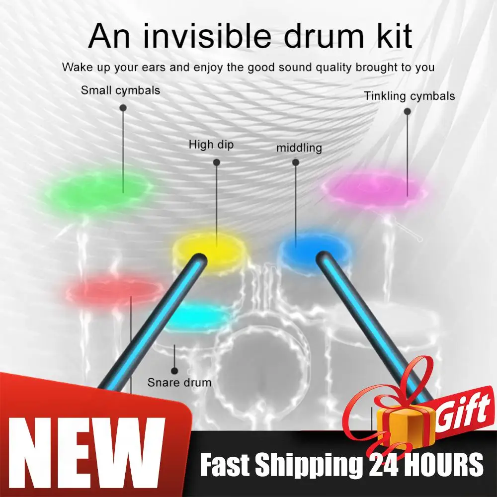 

Адаптер воздушного барабана Bluetooth, электронная барабанная установка, портативная воздушная барабанная установка, датчик ног воздушного барабана для начинающих, профессионалов для детей