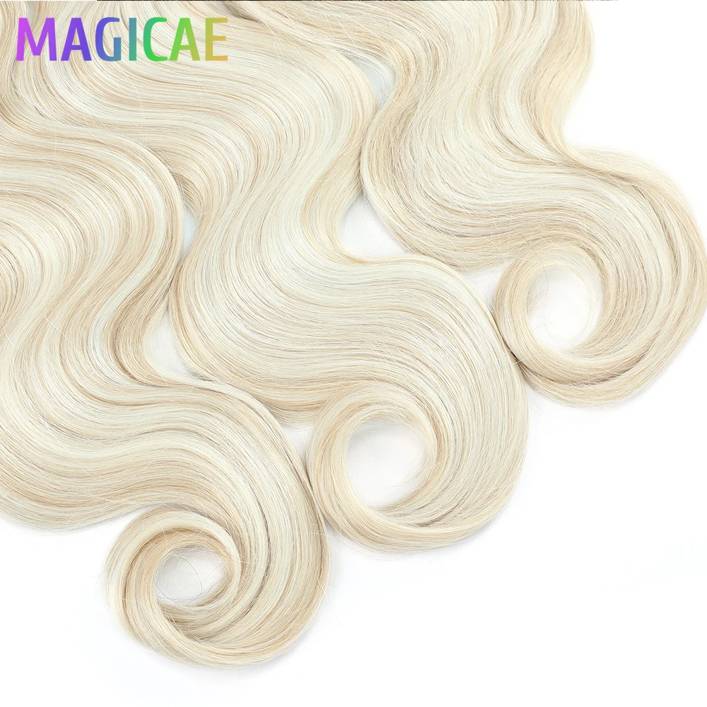 3Pcs 300G 26Inch Ombre Grey Crochet Braids Body Wave Light Ombre Brown 6# Highlight SP4/27/613 High Temperature Synthetic