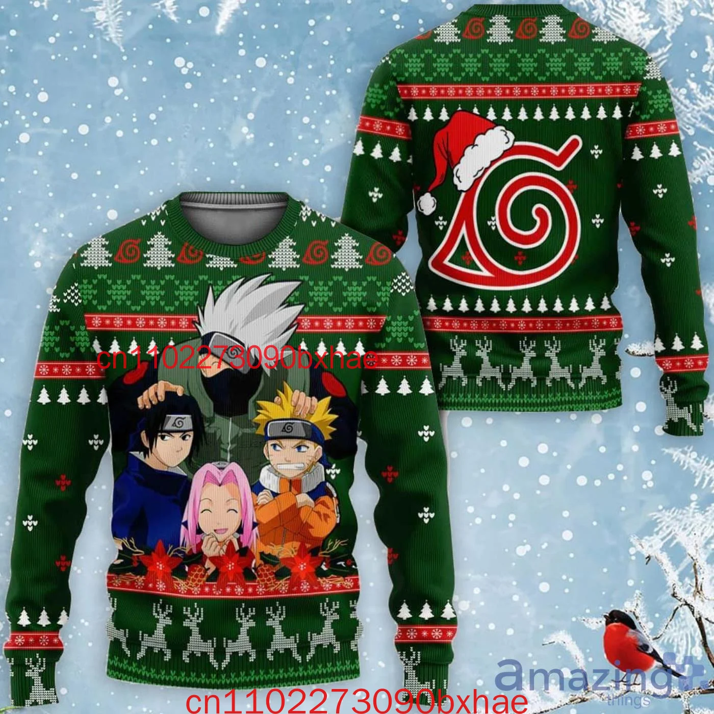 

Новый мужской уродливый свитер Наруто с 3D принтом, карнавальный костюм Акацуки, рождественский свитер, женский и детский свитер