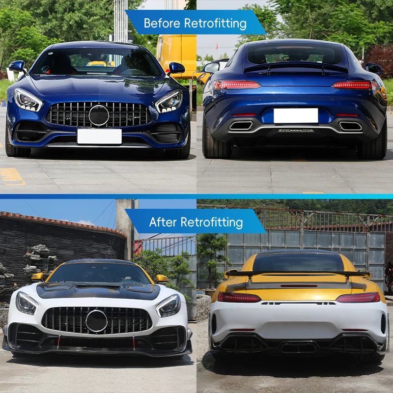 

Car Modification Upgrade GTR PRO Half Carbon Fiber Body Kit Front Rear Bumper Side Skirt Fender for Benz 2015-2023 GT