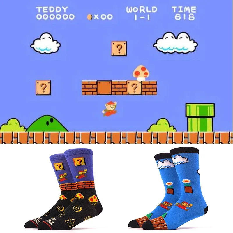 New Super Mario Bros Anime Socks Odyssey Yoshi Princess Peach Cartoon Tube Socks Unisex Cosplay compleanno regali di natale calzini per adulti