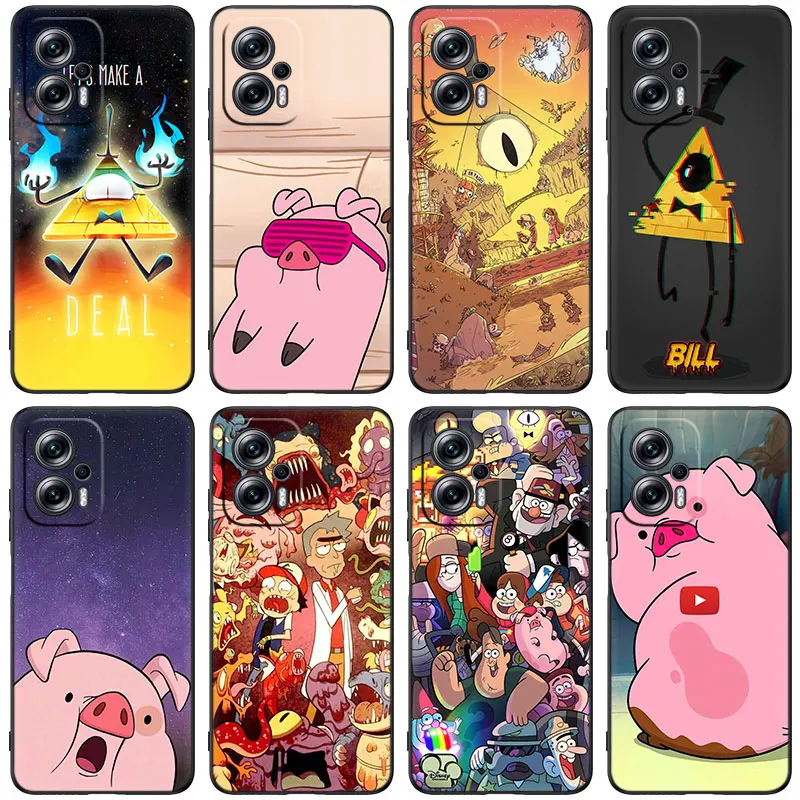 Gravity Falls Bill Cipher Pig Black Phone Case For Xiaomi Mi POCO X4 X3 NFC X2 F4 F3 GT 5G C3 C31 C40 F1 M5 M5S M4 M3 M2 F2 Pro