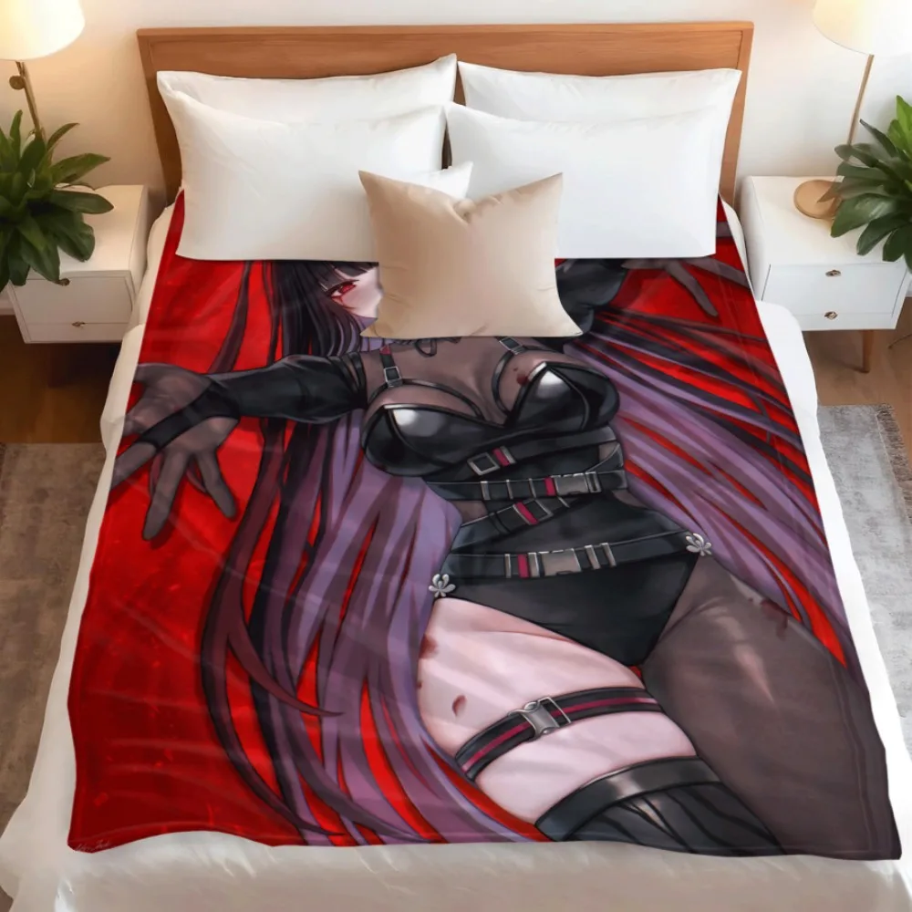 Anime Flannel Throw Blanket Taihou Gradient Long Hair Scarlet Eyes Strap Gothic Costume Warm Sofa Bedding Gift