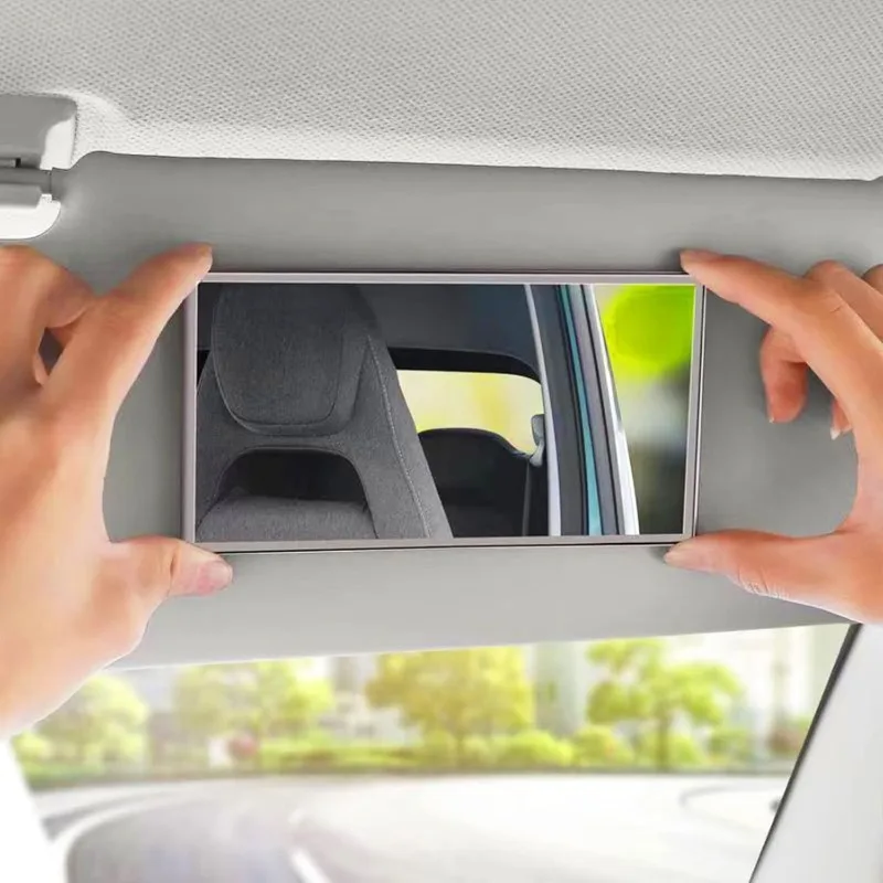Auto zonneklep spiegel, roestvrijstalen zonwering cosmetische spiegel voor vrouw vriendin, rugleuning make-up spiegel stok op auto ijdelheid