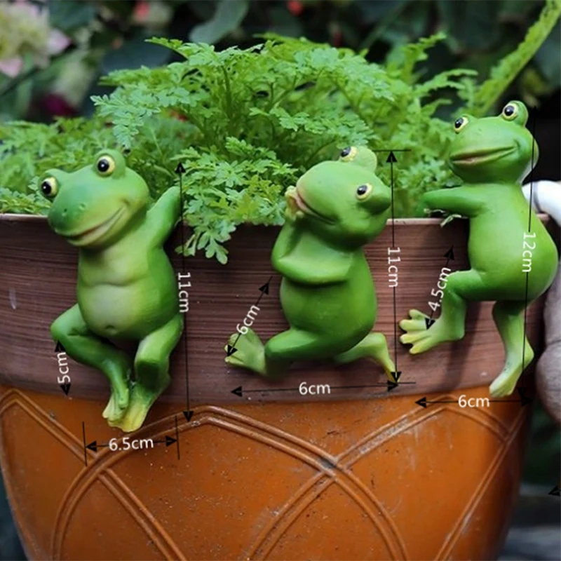 تماثيل ضفدع راتنج ، تمثال حيوان معلق ، نحت متسلق ، تماثيل خارجية ، زينة أصيص زهور ، متين ومتين