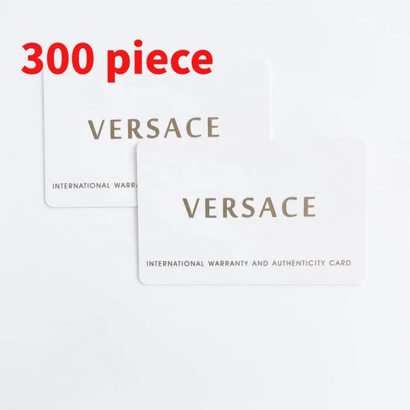 30 0piece.Custom.Price White PVC Plastic Matte International Warranty And Authenticity Card