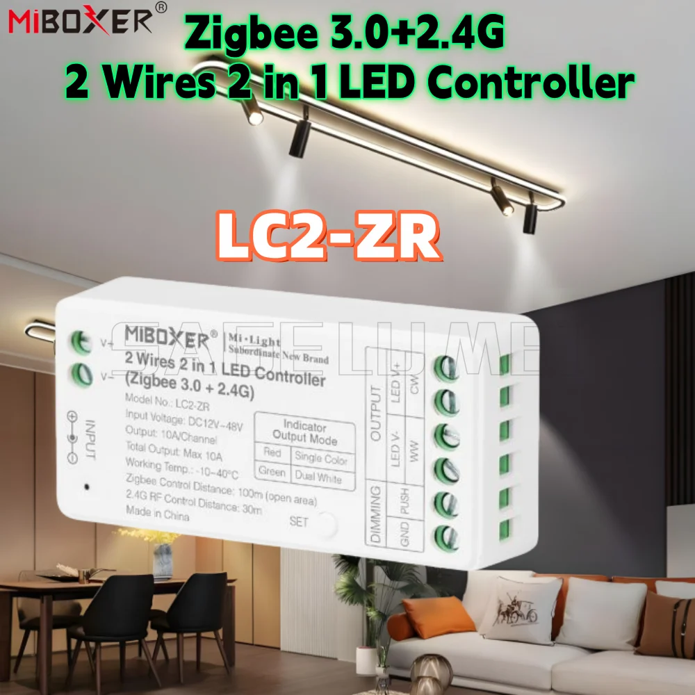 

Светодиодный контроллер Miboxer Zigbee LC2-ZR 3.0 для одноцветной/двойной белой светодиодной ленты COB Light 2 провода 2 в 1 контроллер Zigbee