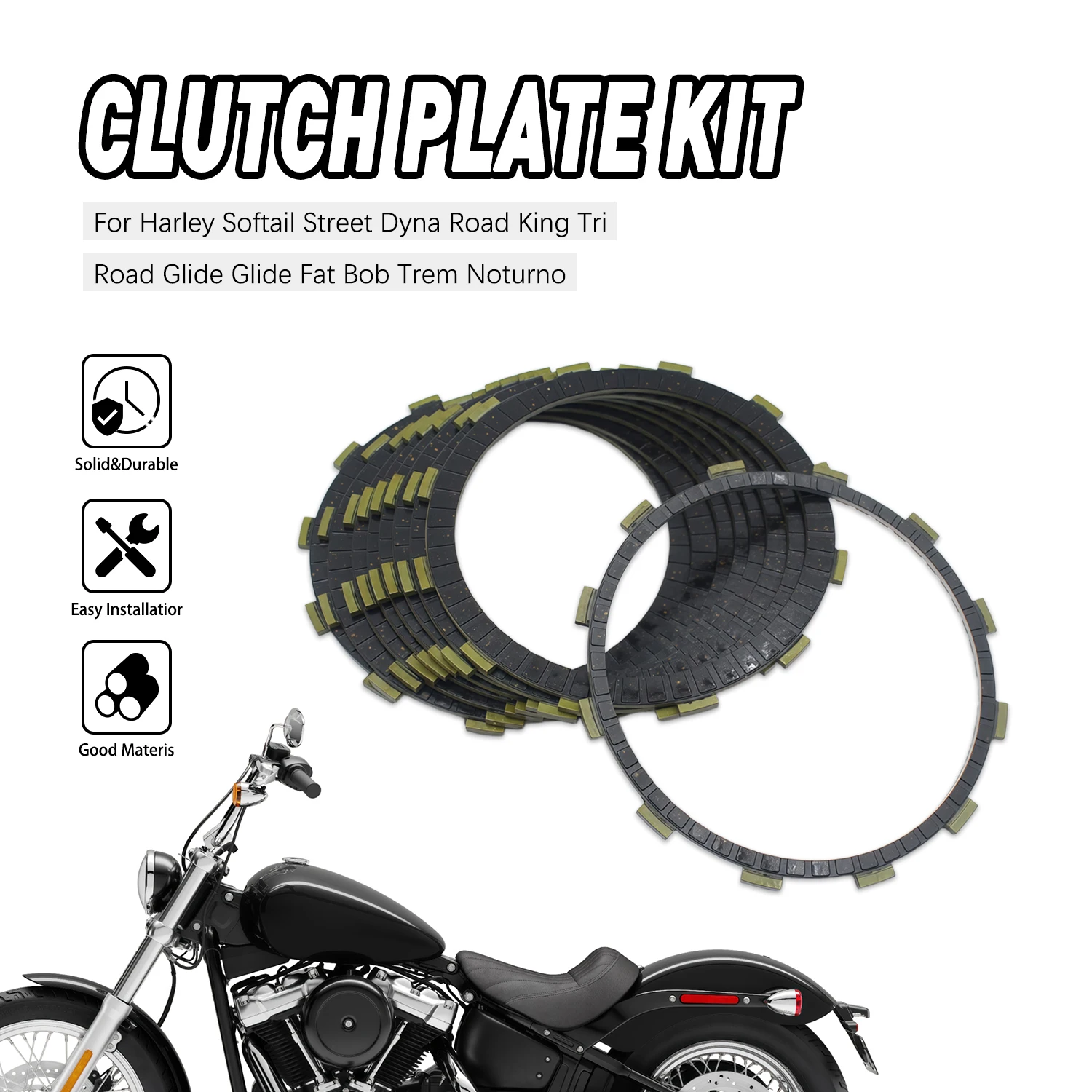 

Clutch Plate Clutch Friction Plates For Harley Rocker Train Heritage Springer Softail Fat Boy Lo FLSTFB Electra Glide Motorbike