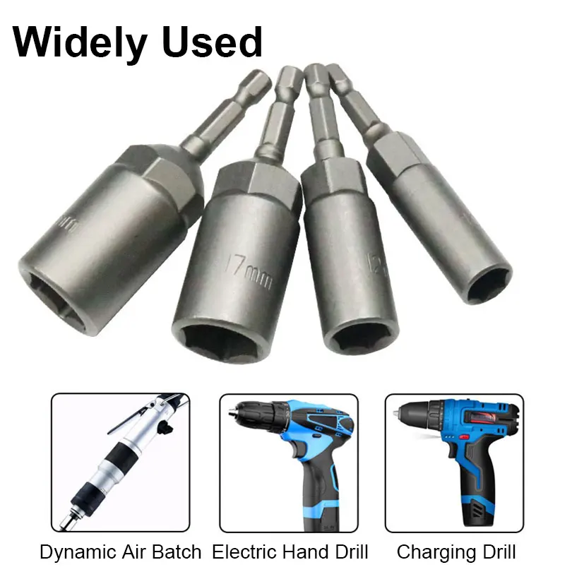 6mm -19mm Deepen Inner Hexagon Sleeve Electric Drill Sleeve Pneumatic Socket Head for Nut Wrench Hand Tools Electric Screwdriver