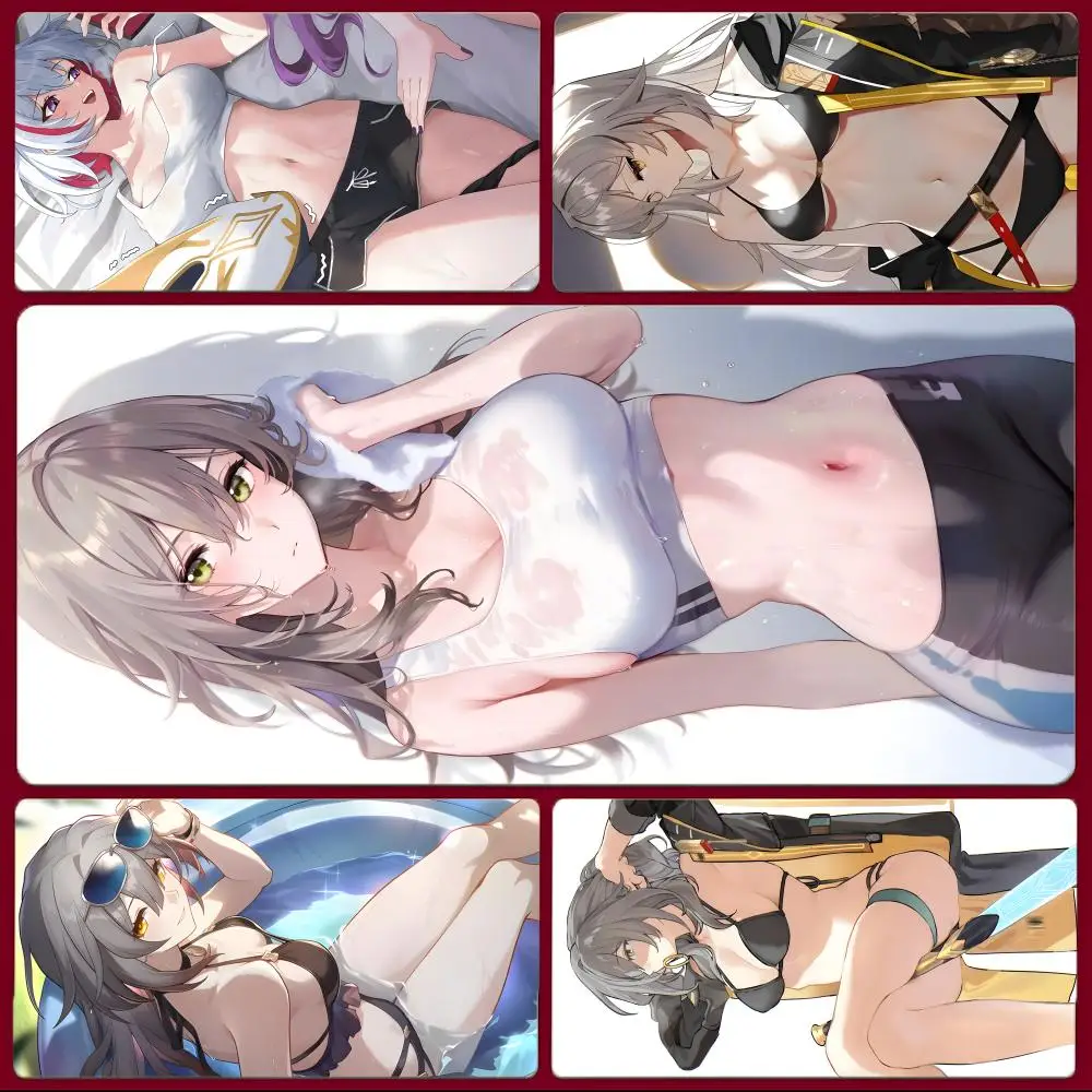 game fantasy H-Honkai Star Rail Stelle Mouse Pad Large Gaming Mousepad with Stitched Edges Thickened Desk Mat PC