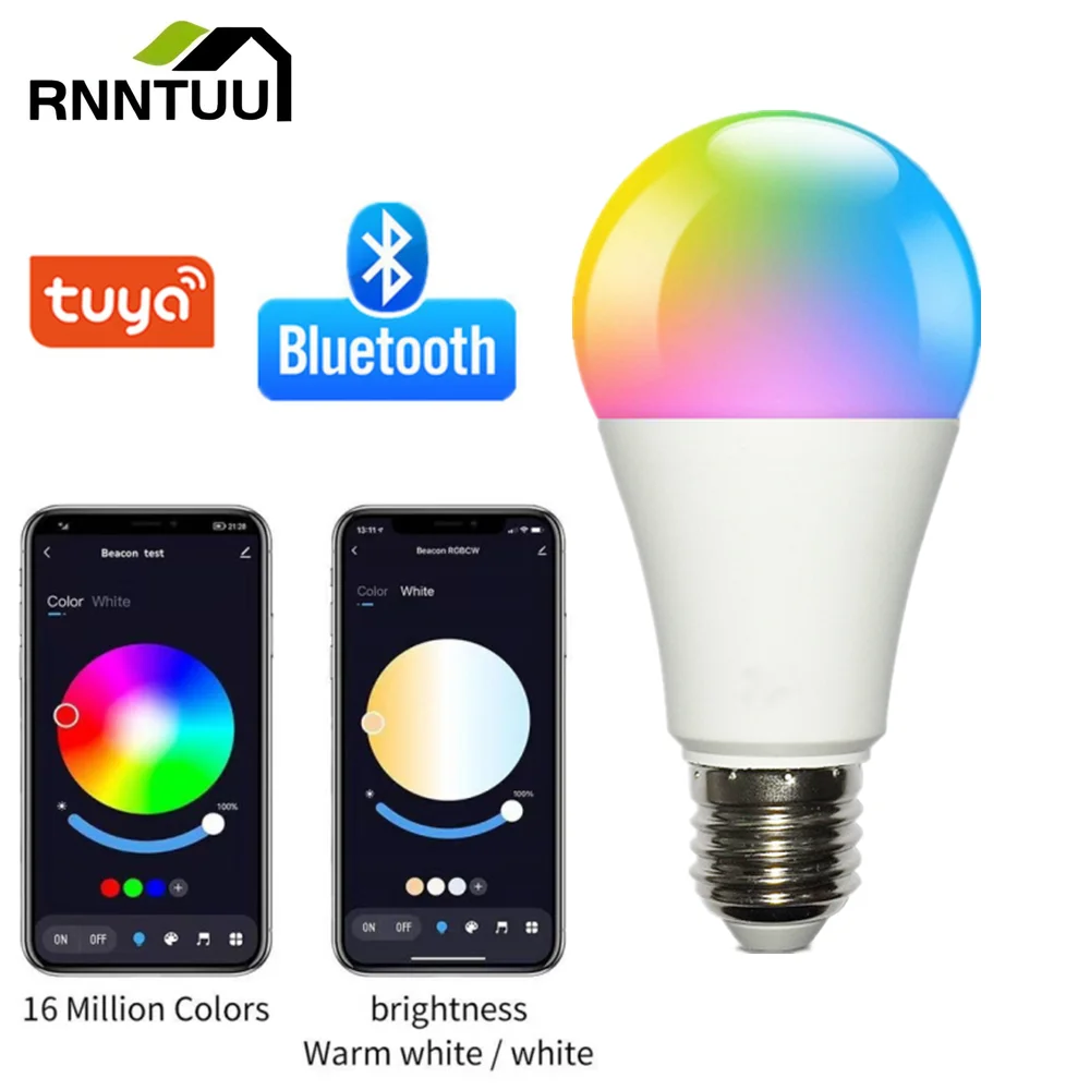 E27 LED Smart Bulb 15W RGB Tuya Lamp Bluetooth APP Control Dimmable Ampoule LED Light Bulb Home Bedroom Christmas Party Decor