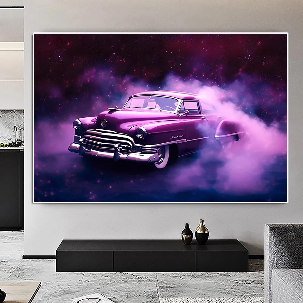 

Classic Retro Sports Car Canvas Painting Abstract Racing Graffiti Poster Print Vintage Supercar Wall Art Living Room Home Decor