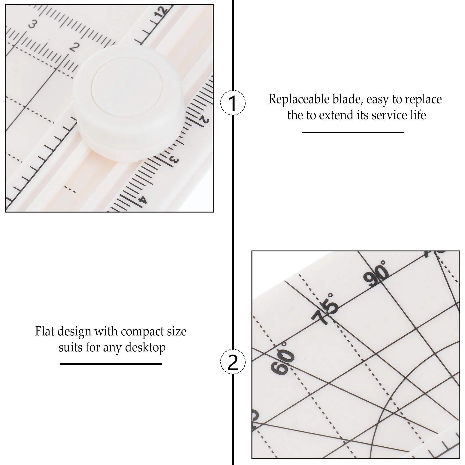 

Mini Paper Pull Out Ruler Scale for Accurate Trimming Safety Guard Replaceable Blade Compact Size Desk Use