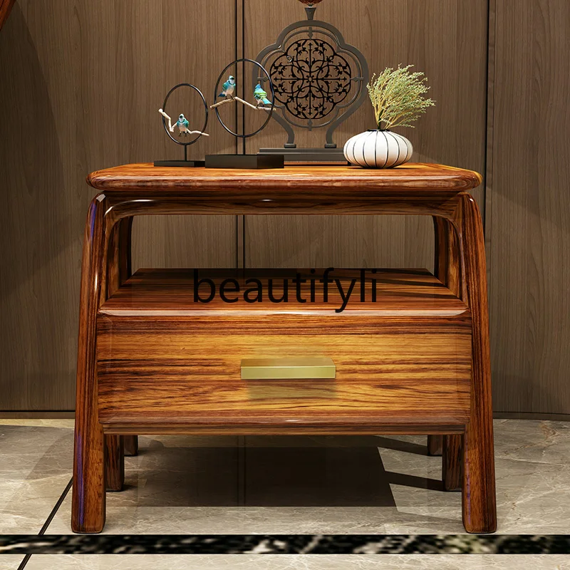 

Modern Chinese African Ebony Bedside Table Solid Wood Small Cabinet Bedroom Locker Bedside Cabinet Storage Cabinet Set