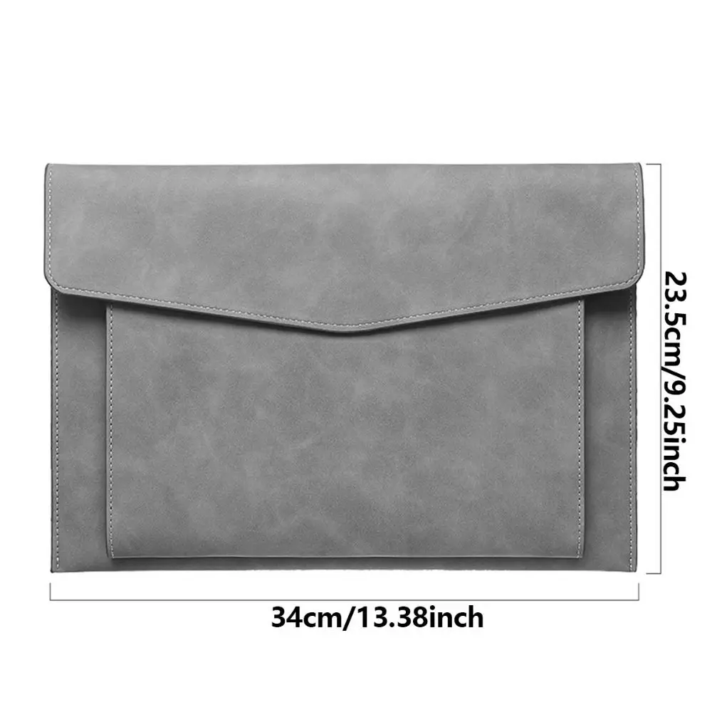 Simple A4 กระเป๋าเอกสารหนังขนาดใหญ่ความจุปุ่มแม่เหล็กแฟ้มกระเป๋าแบบพกพา Double Layer สัญญาฝาครอบป้องกัน