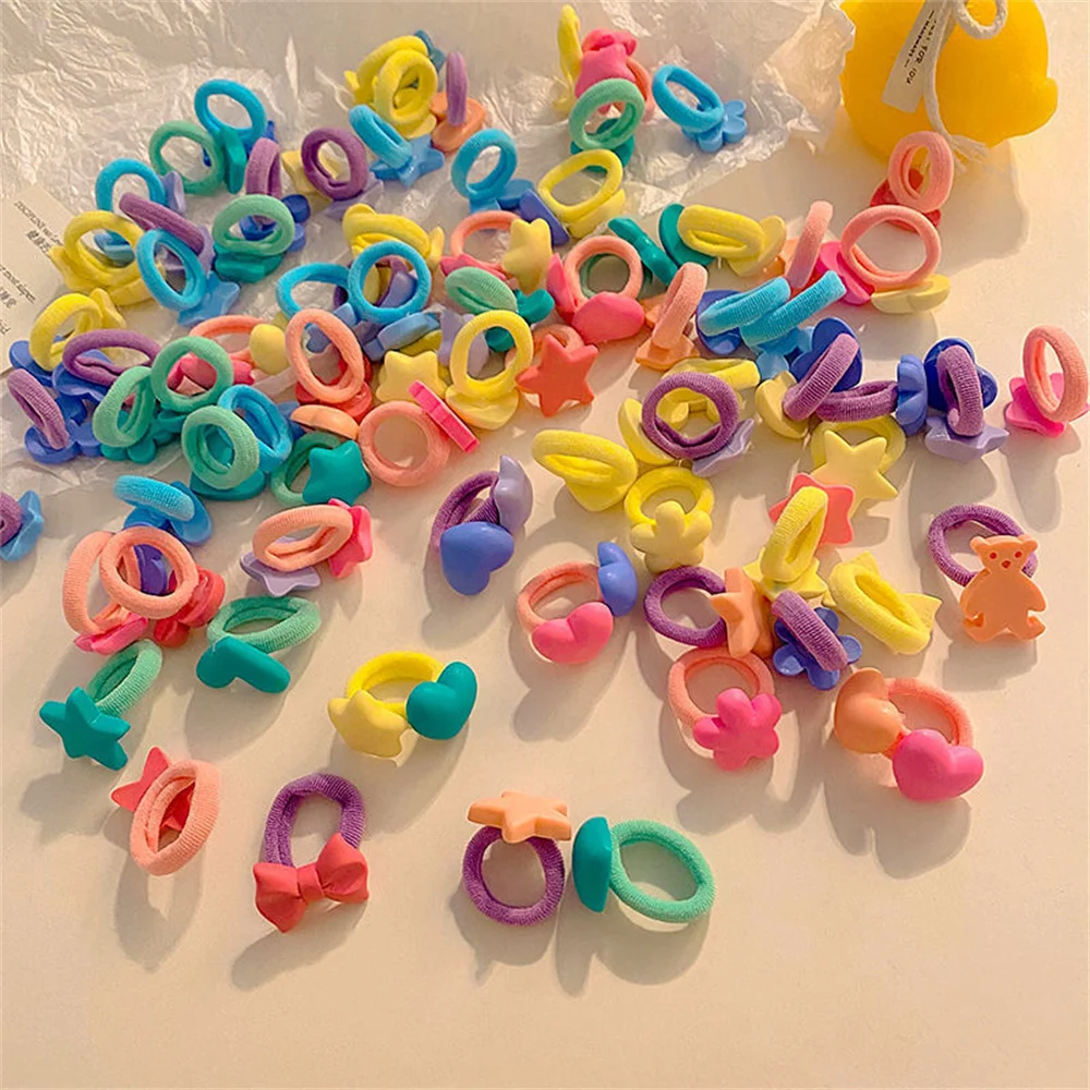 10Pcs Kids Elastic Hair Bands Girls Plush Ball Rubber Band For Children Sweets Scrunchie Hair Ties Clip Baby Hair Accessories