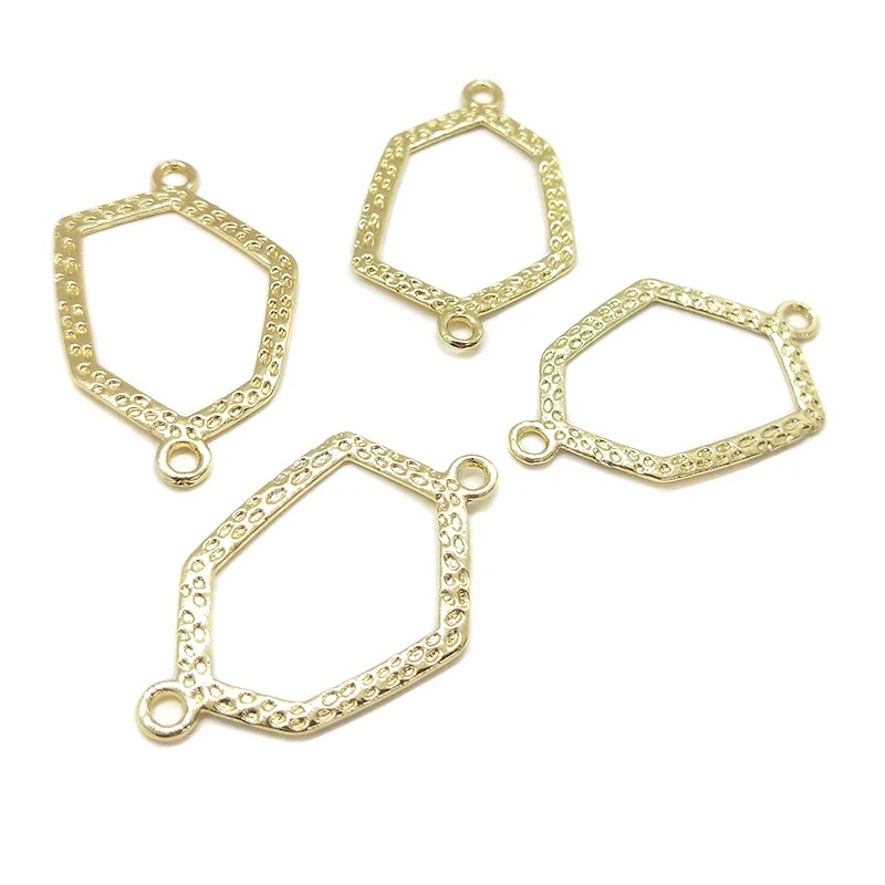 New 40mm 6pieces/bag Environmental Protection Plating Polygons Charms Connectors Linker Diy Earring Jewelry Accessories