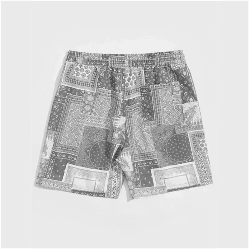 

Trend Bandana Paisley Graphic Beach Short For Men Summer Fashion 3D Printed Swim Trunks Casual Streetwear Hawaiian Short Pants