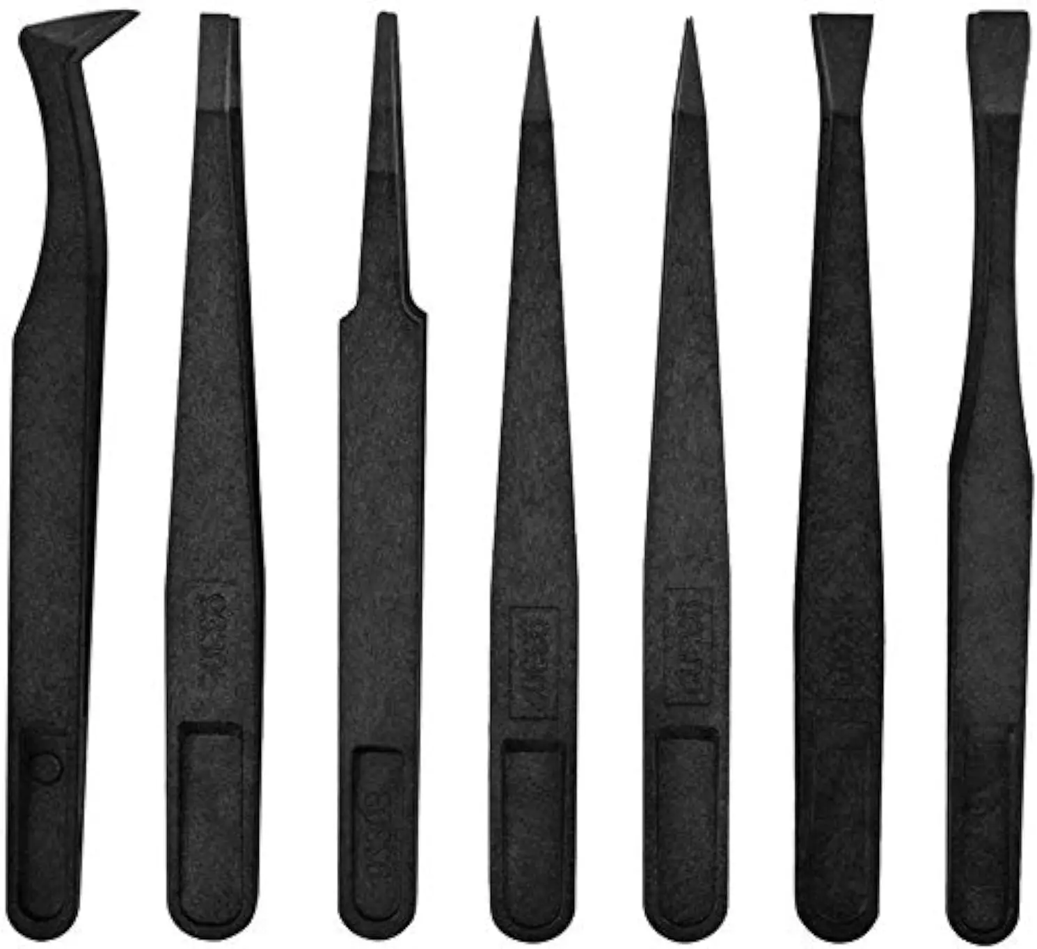 

7pcs Precision Anti-static Tweezers for Electronics and Jewelry Repair, Durable Plastic Tools