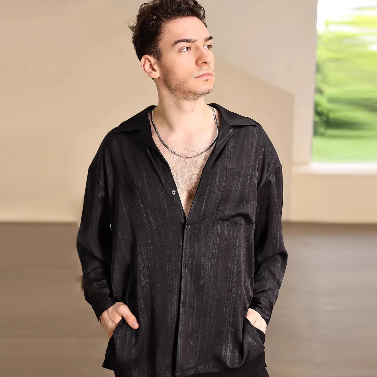 تخصيص الرجال الكبار اللاتينية الوطنية القياسية ملابس رقص المنافسة المهنية دعوى طوق مخطط قميص ممارسة اللباس