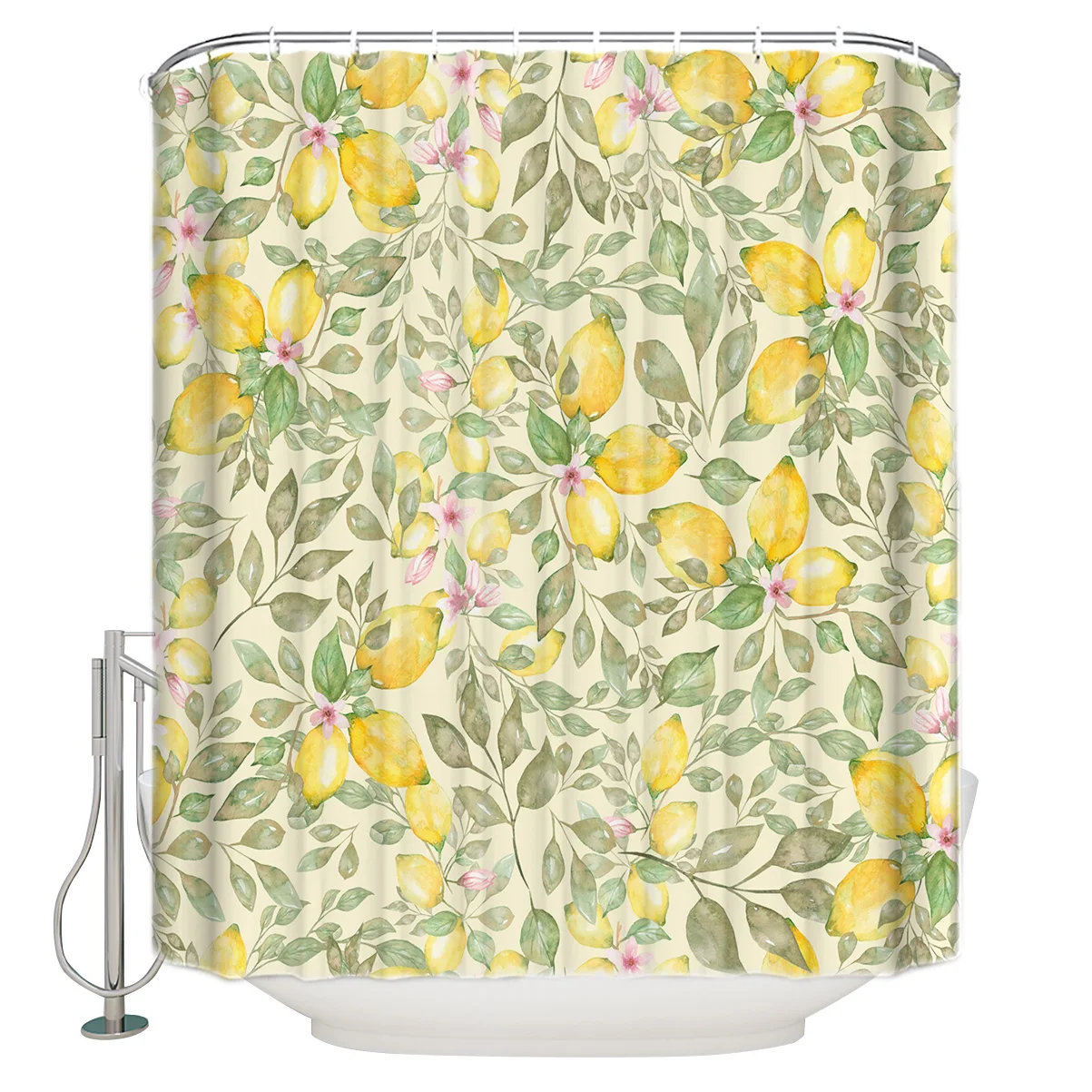 Lemon Fruit Small Fresh Bathroom Accessories Waterproof Bathroom Shower Curtain With Hook Accessory