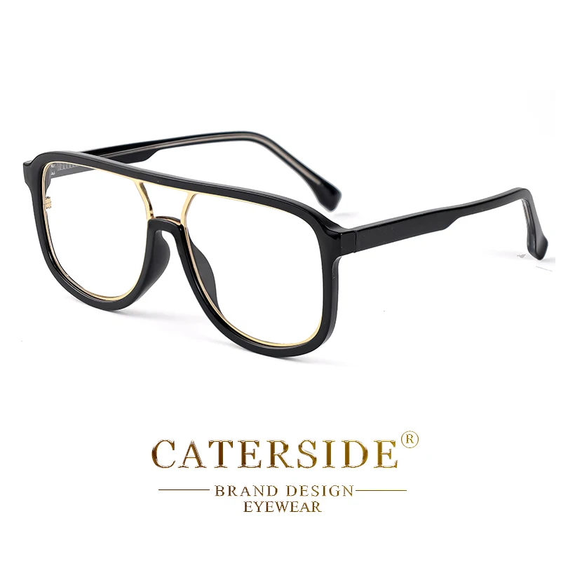 CATERSIDE Anti Blaues Licht Gläser für Männer Retro Große TR + Metall Rahmen Frauen Brillen Flache Top Doppel Brücke Punk marke Brillen – Detail 14