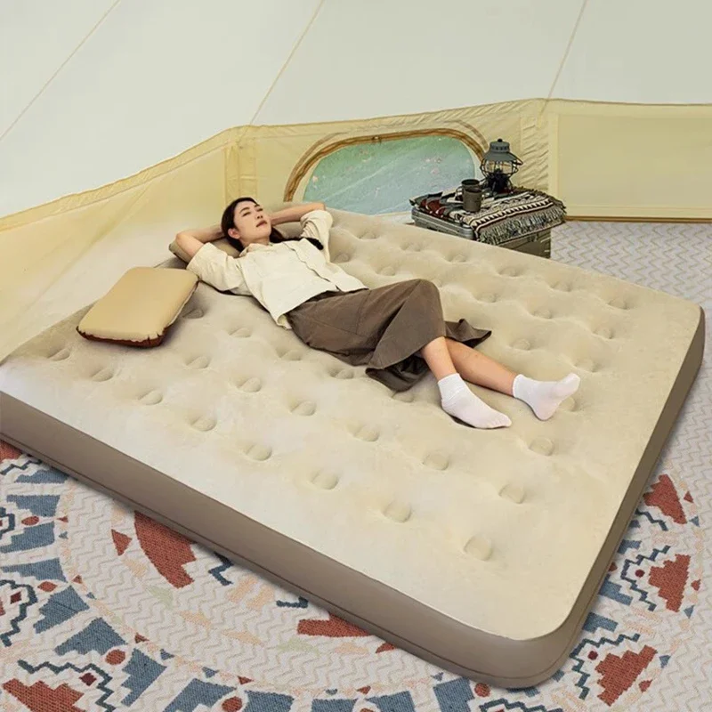 Inflatable Camping Mattress Single Double Triple Sleeping Pad Tent Outdoor Home Floor Bed Waterproof Portable Air Bed with Bag