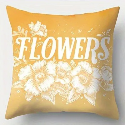 Yellow Flowers & Spring Bicycle Pillow Covers Pattern Cushion Cover Suitable For Sofa Bedroom Car Pillow Cover