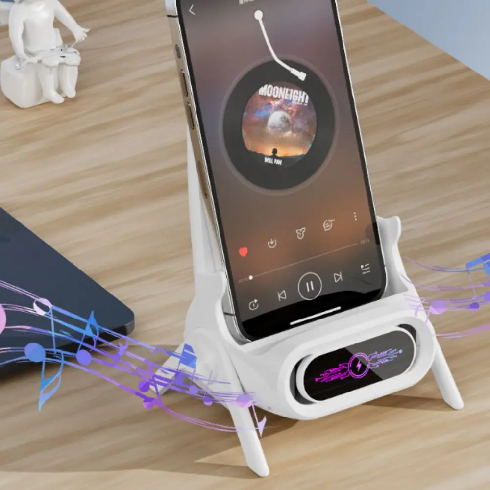 

15W Wireless Magnetic Phone Charger with 3 Magnetic Head Fast Charging Chair Shaped Phone Charger Stereo Sound Chamber Pluggable