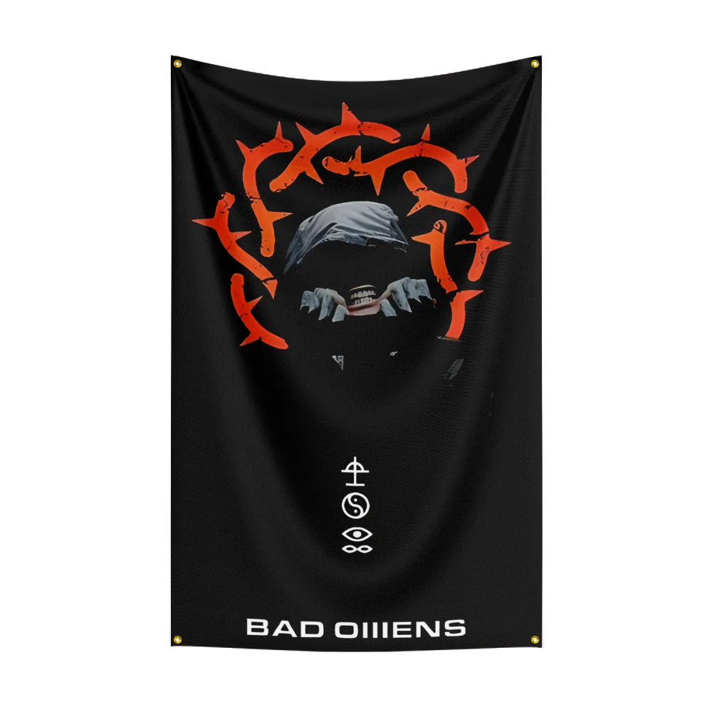 3x5 قدم b-Bad Omens الثقيلة روك باند العلم البوليستر الطباعة الرقمية راية لغرفة النوم جدار الفن خارج الباب نسيج الديكور