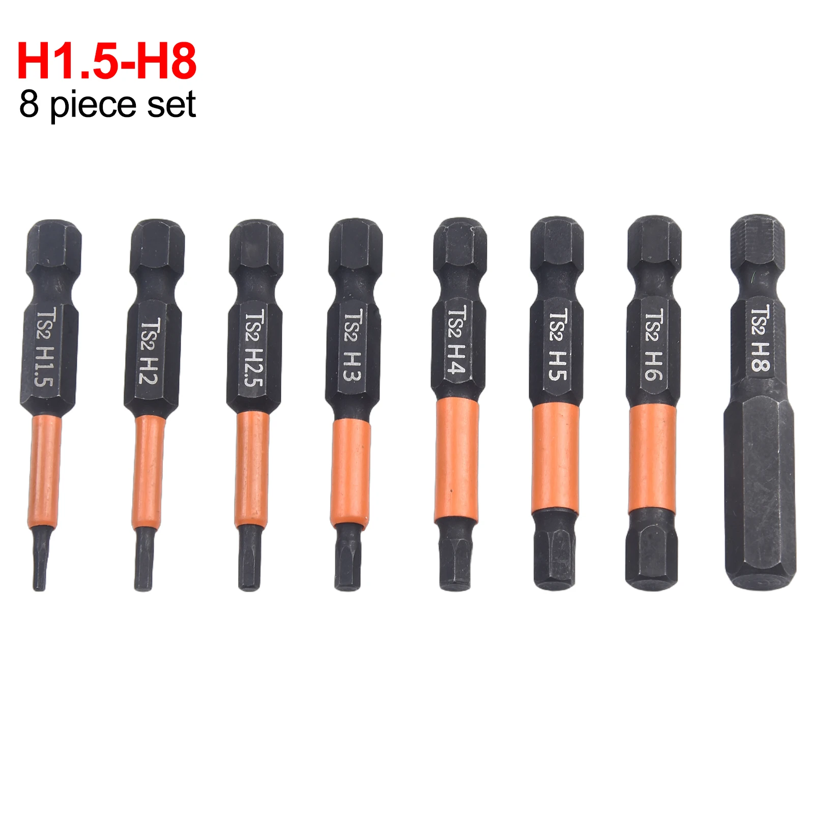 

8pcs 50mm Alloy Steel Screwdriver Bit 1/4 Inch Hex Head Drill Bit Magnetic Torx Screwdriver Bits H1.5 H2.0 H2.5 H3 H4 H5 H6 H8