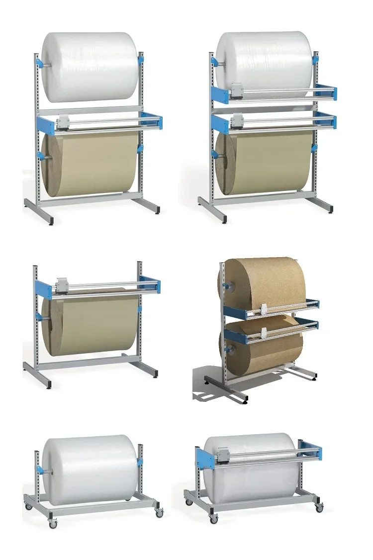 Packing rack, bubble film bracket, roll film rack, with cutting packaging material rack, coil placement rack for storage