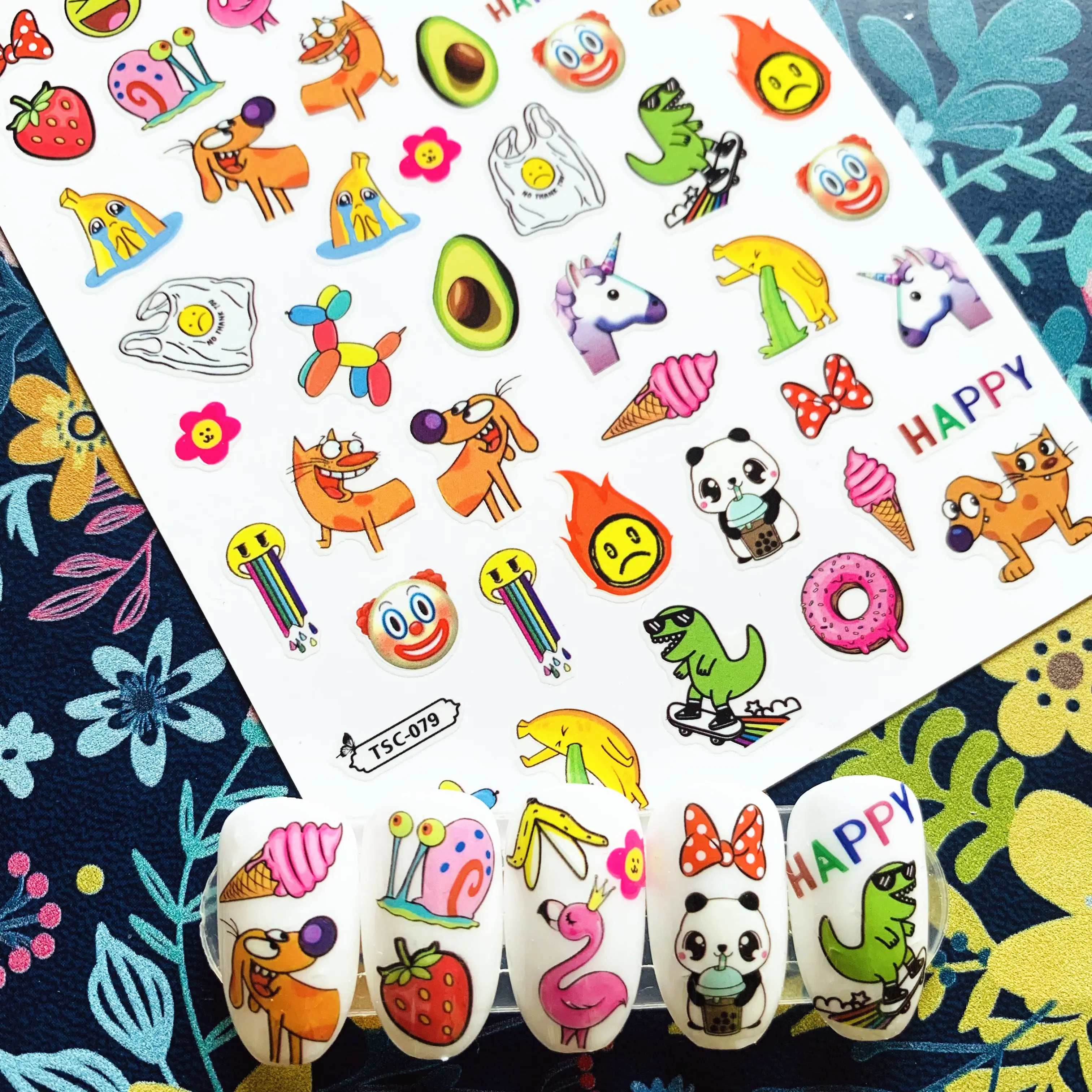 

Newest TSC series TSC-079-084 color drawing 3d nail art stickers decal template diy nail tool decoration