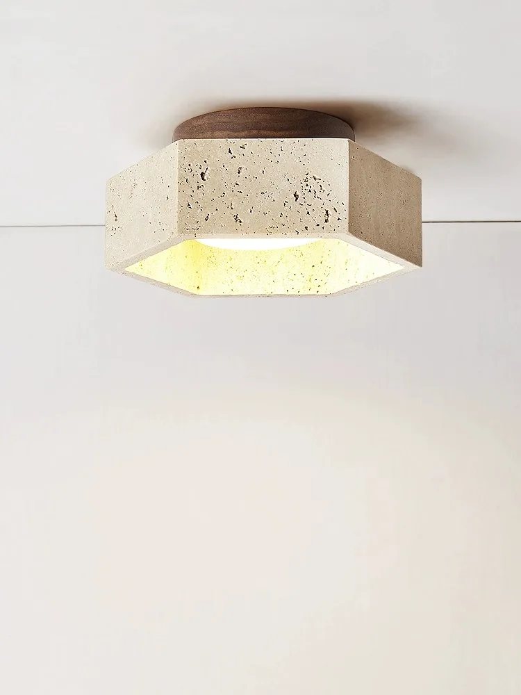 Led Ceiling Lamp Yellow Cave Stone Downlight Cream Style Modern Light Wood Wabi-sabi Balcony Corridor Home Room Lighting Fixture