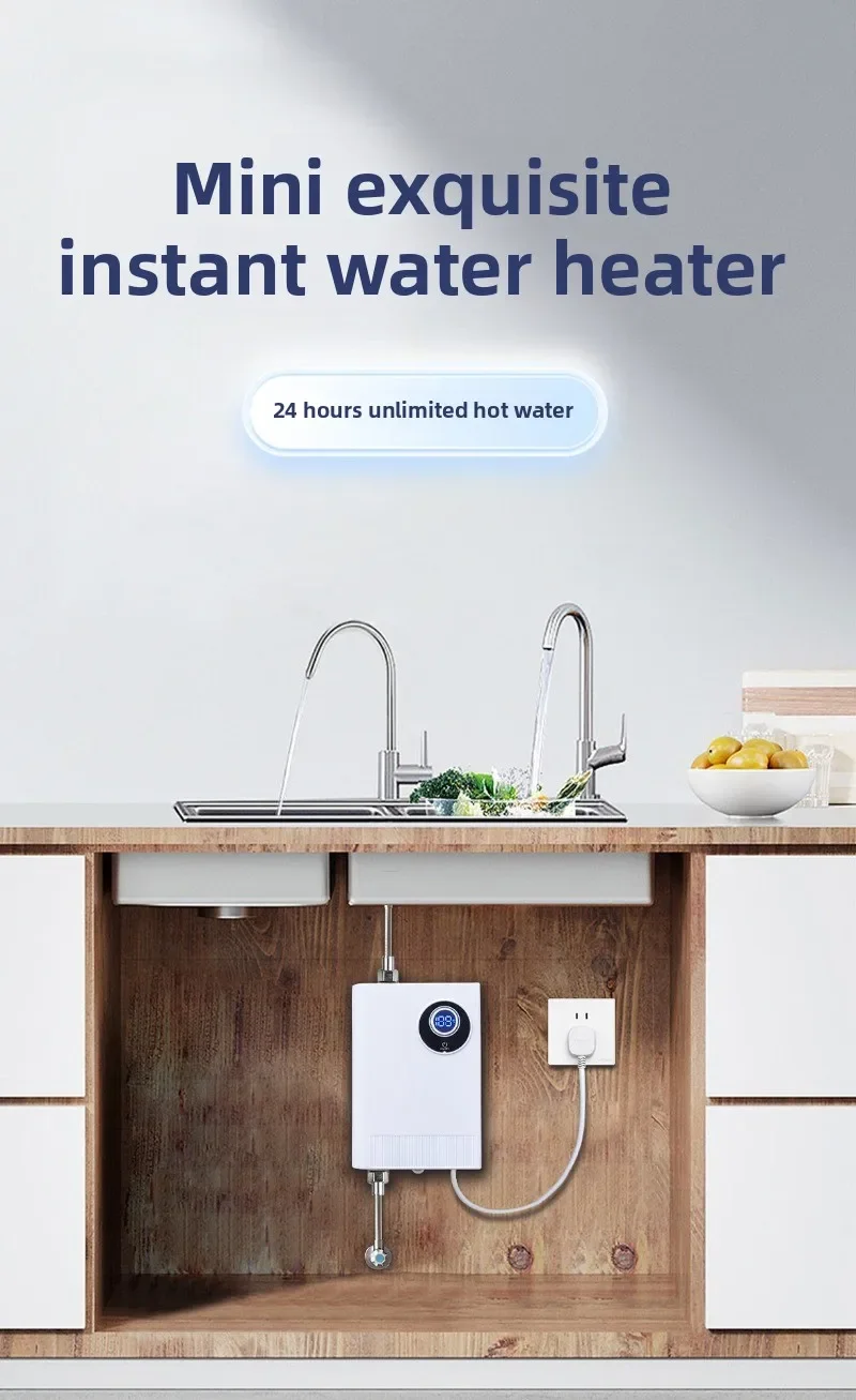 

Высокопроизводительный электрический проточный водонагреватель 110-220В, 3000-3800Вт, мгновенный нагрев за 24 часа, с регулировкой температуры (Fahrenheit), для кухни и ванной комнаты