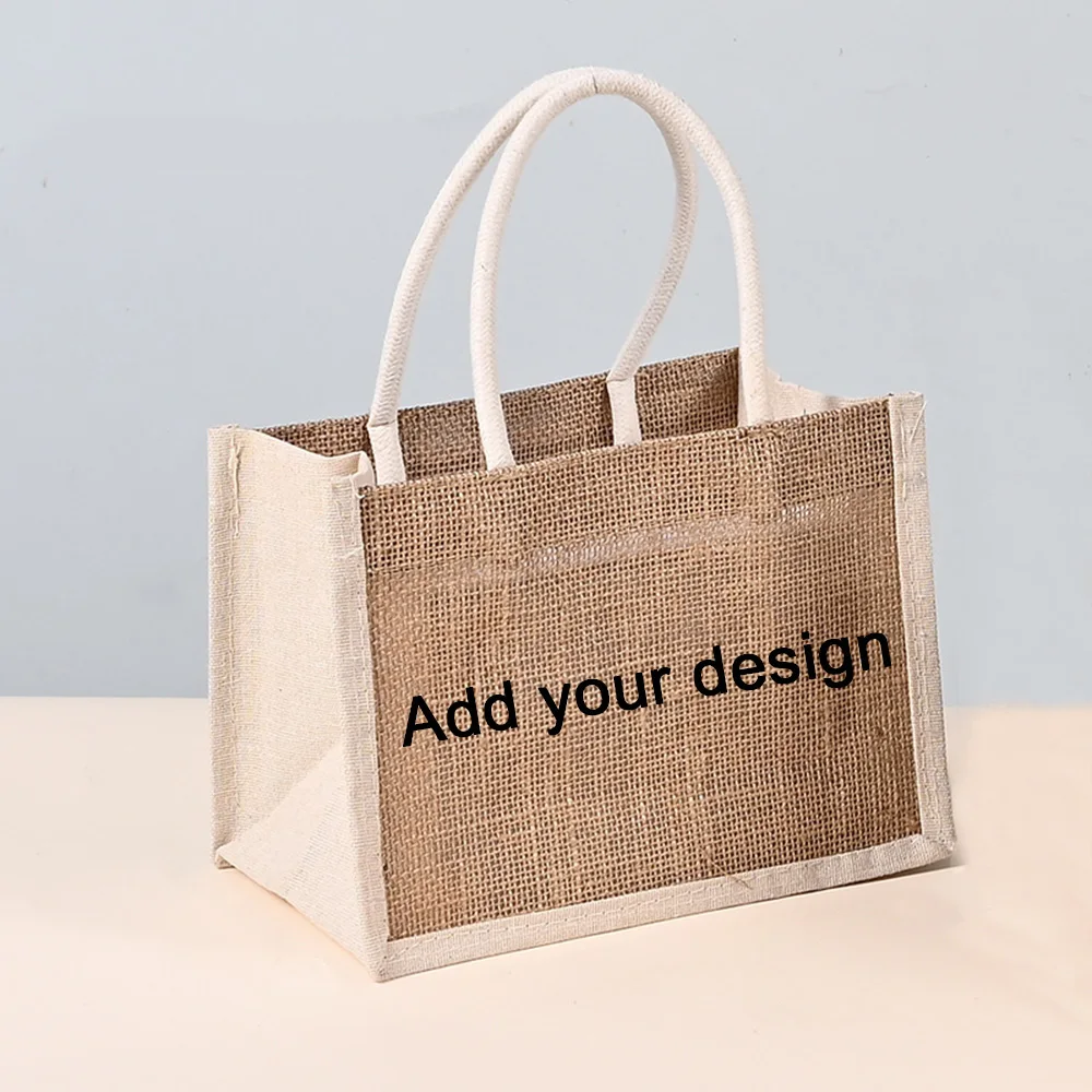 Custom Wedding Gift Bag Personalized Names Jute Tote Bag Bulk Order Favor Bags Guest Thank You Handbag Rustic Party Supplies