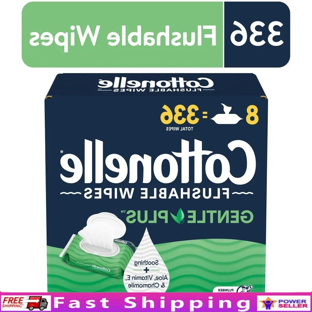 

GentlePlus Промывочные влажные салфетки, 8 откидных верхних упаковок, 336 салфеток, гипоаллергенные, септик, безопасные, алоэ, витамин Е, ромашка для нежной очистки