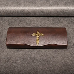 Brown Glasses Case DIY PU Leather Hard Anti Press Sunglasses Box Magnetic Eyeglasses Cases Big Middle Size