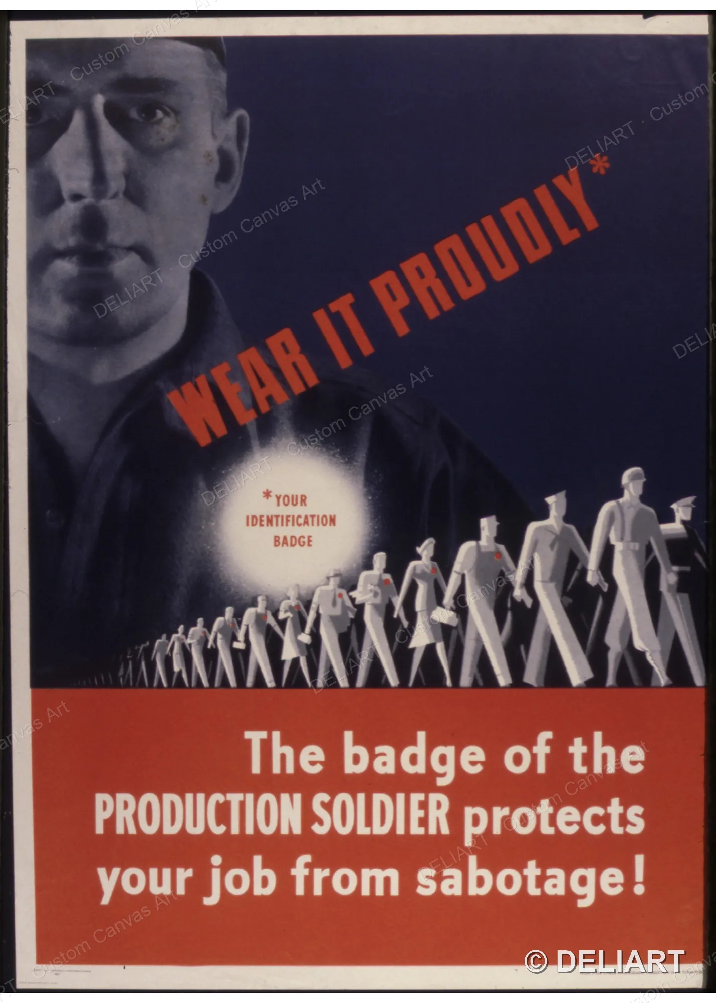 Wear it proudly Vintage WWII Propaganda Canvas Wall Art Poster Print 1940s War Effort Military Home Front Retro Unframed