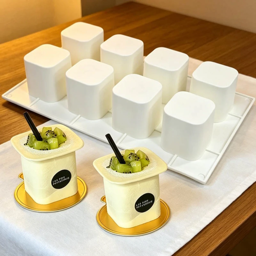 3D Cube Shape Silicone Candle Molds For Chocolate Cheese Yogurt Jelly Pudding Making Mold Mousse Cake Decorative Baking Tools