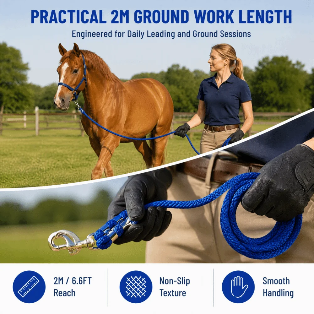 PP Horse Lunge Line High Tensile Thickened Rope Horse Training Rope 6.6ft Length Heavy Duty Horse Lunge Rope Daily Traction