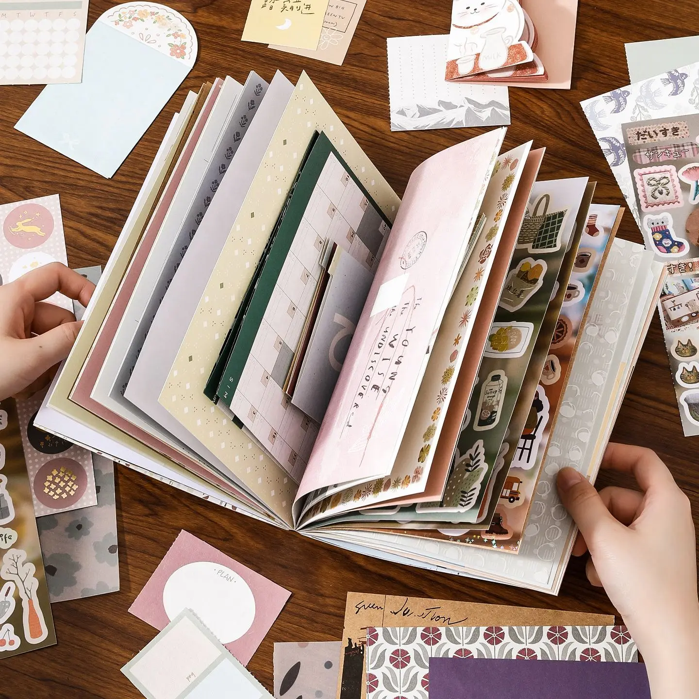 Chaoyu Korean-Style Ins-Style Journal Material Book, High-Value Salt-Style Character Pattern Sticker Material Paper, Ita Bag DIY Materials