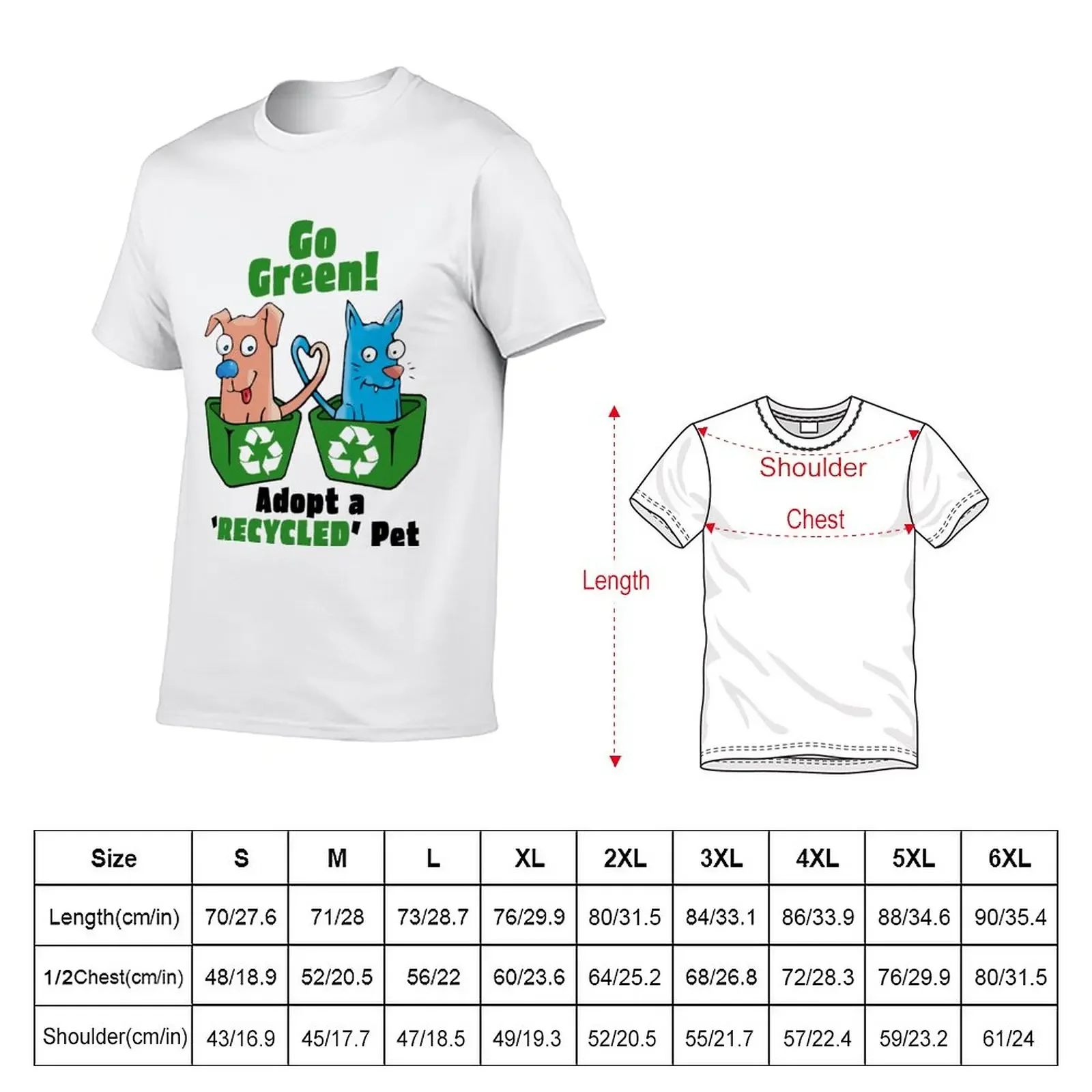 New Go Green - Adopt a Recycled Pet T-Shirt T-shirt short graphic t shirt quick drying shirt mens graphic t-shirts pack